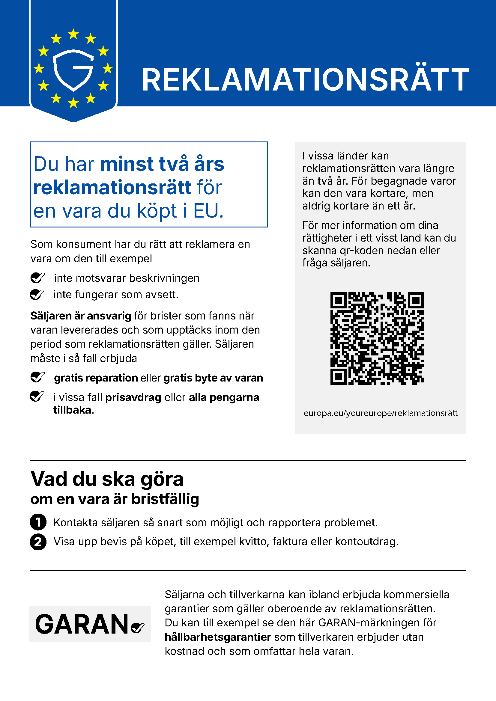 Information om reklamationsrätt